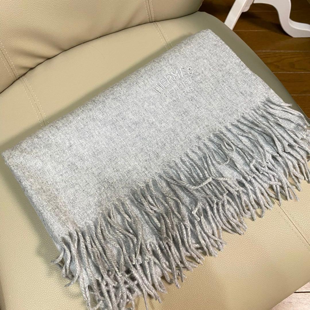エルメス　マフラー　カシミア100 グレー