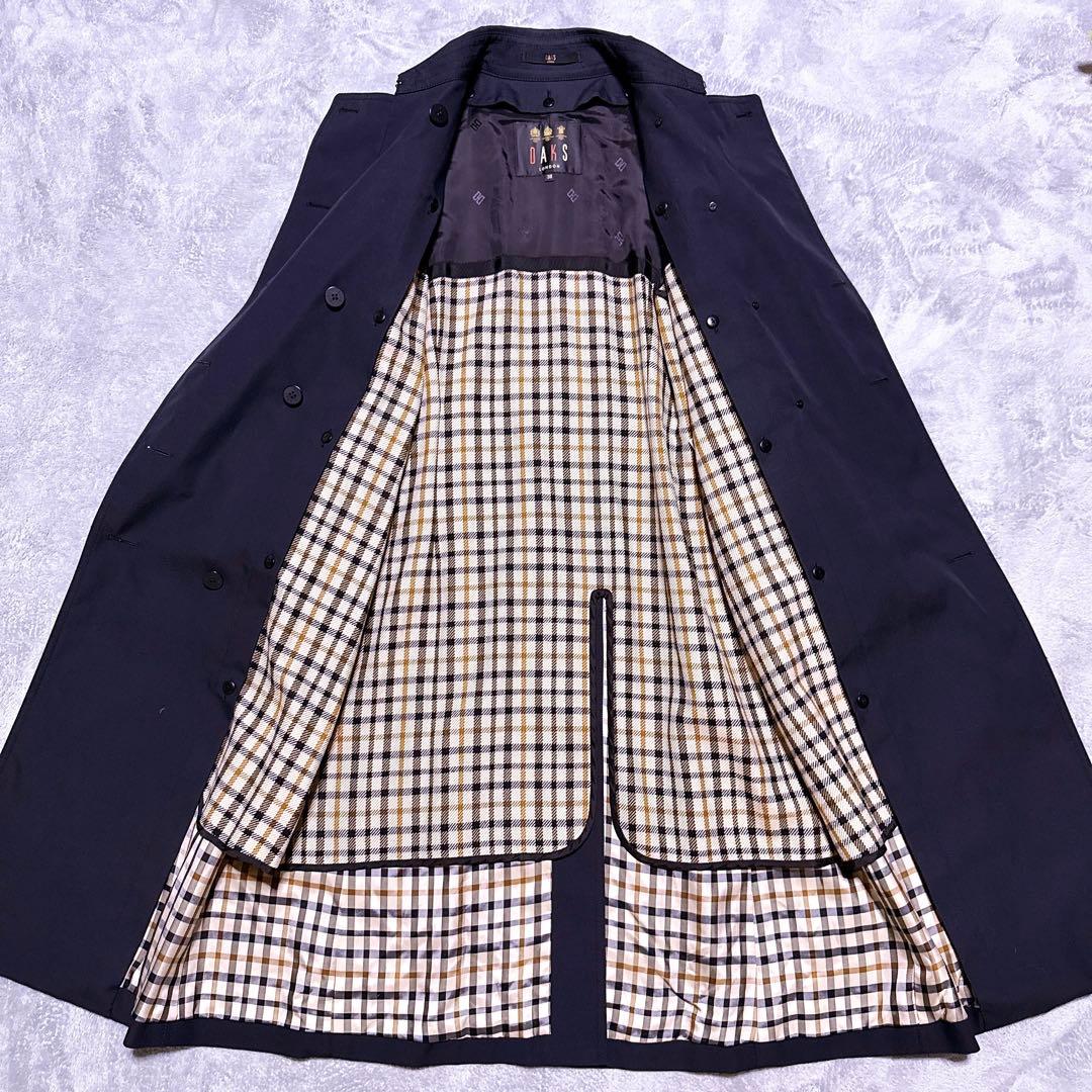 【未使用級】DAKS トレンチコート ライナー チェック 総柄 M 袖刺繍