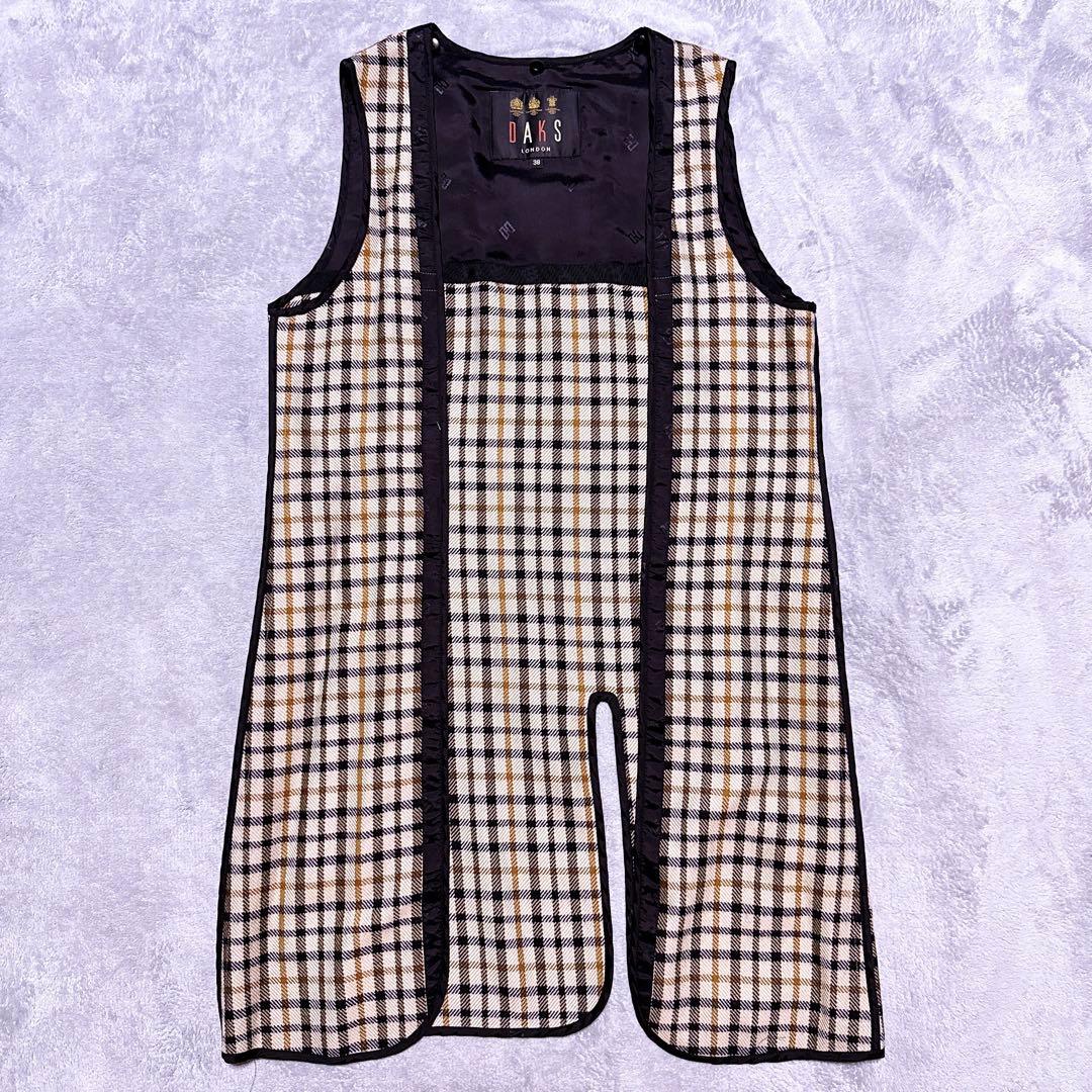 【未使用級】DAKS トレンチコート ライナー チェック 総柄 M 袖刺繍
