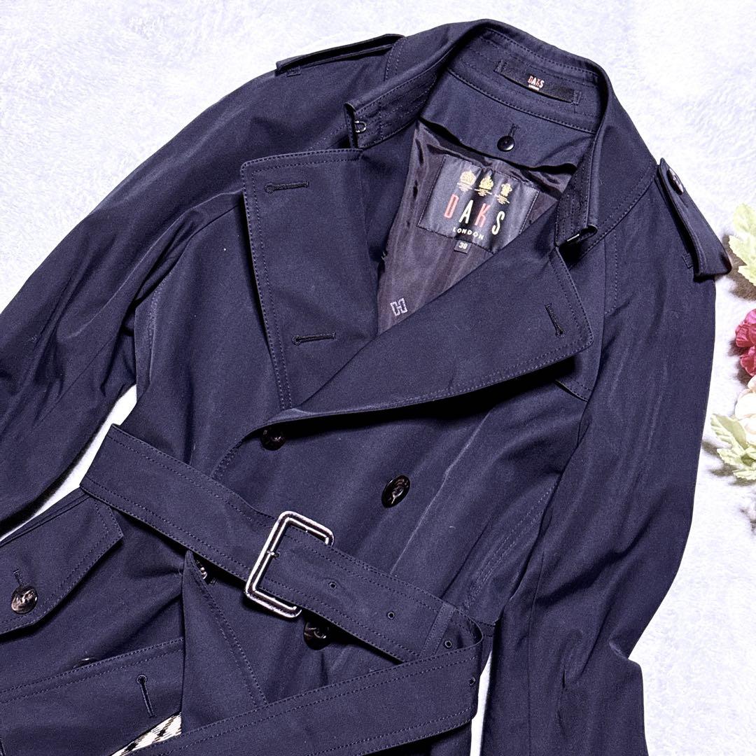 【未使用級】DAKS トレンチコート ライナー チェック 総柄 M 袖刺繍