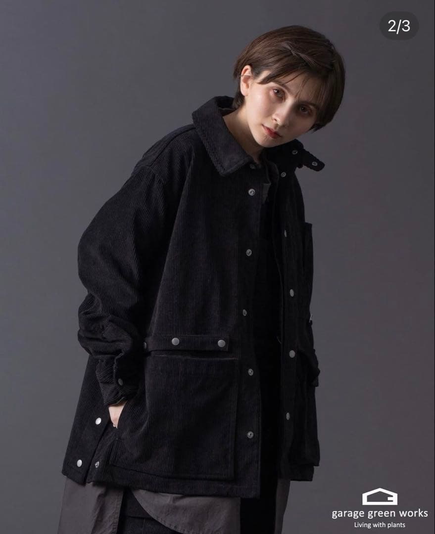 garage green works コーデュロイカバーオール 黒
