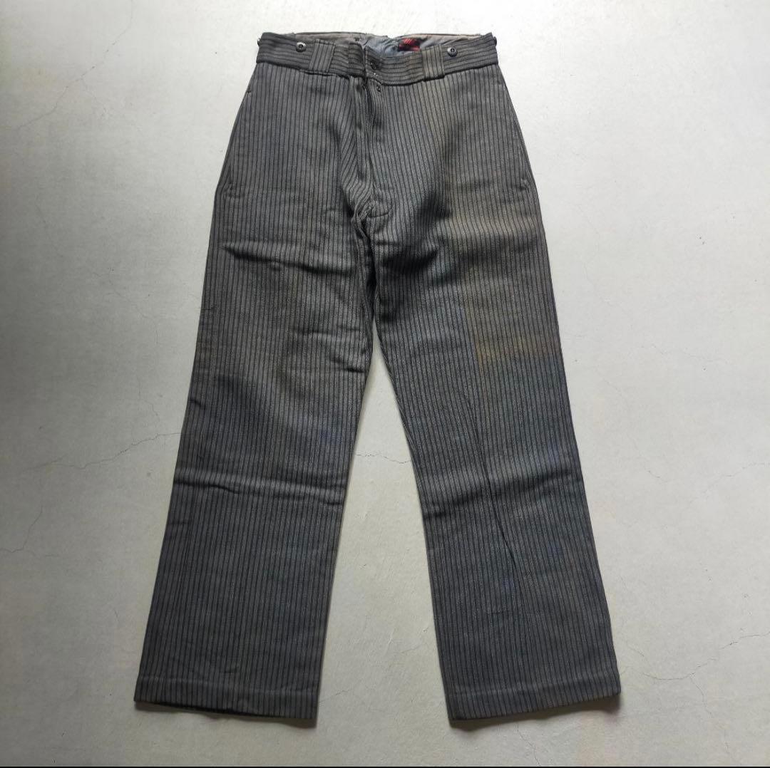 40s〜50s ごま塩 ストライプ ワークパンツ デッドストック