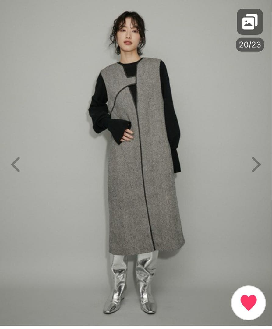 美品　アダムエロペ 2WAYツィードジャンパースカート ワンピース　ブラック