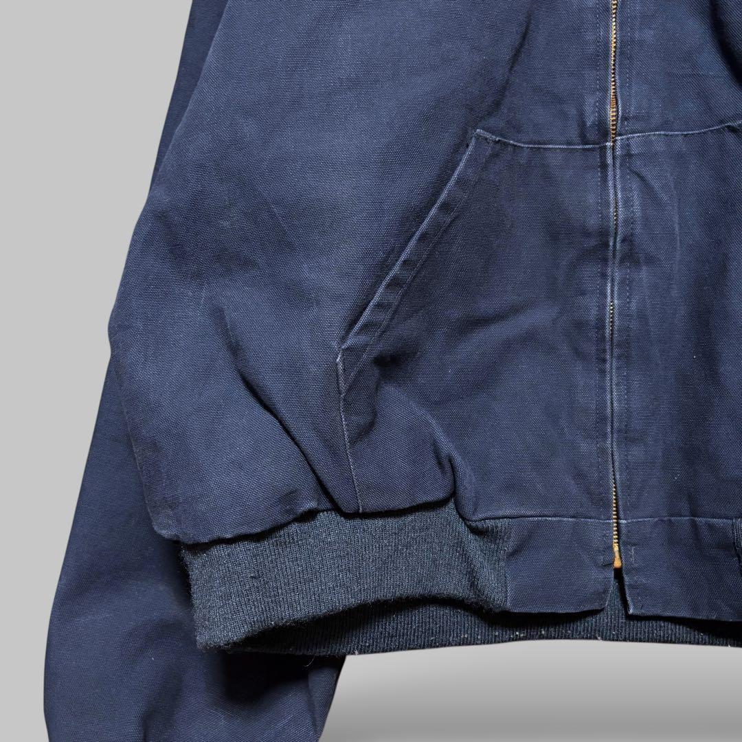 USA製ビンテージダックジャケットネイビー襟コーデュロイ刺繍ロゴ90s古着2XL