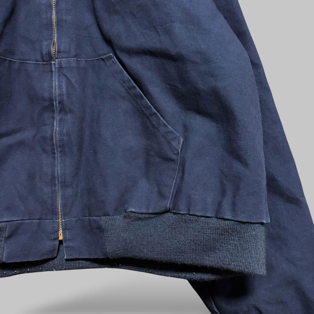 USA製ビンテージダックジャケットネイビー襟コーデュロイ刺繍ロゴ90s古着2XL