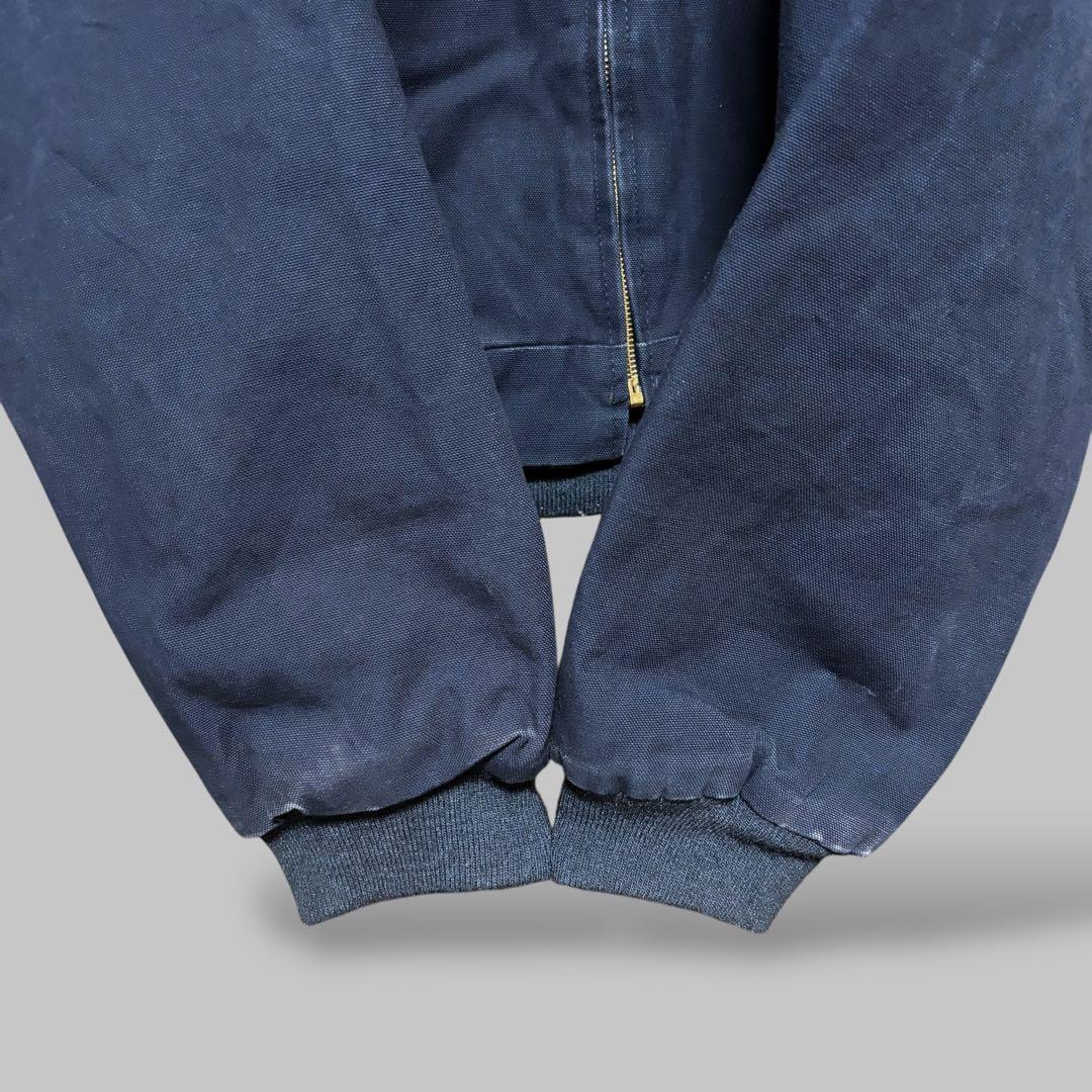 USA製ビンテージダックジャケットネイビー襟コーデュロイ刺繍ロゴ90s古着2XL