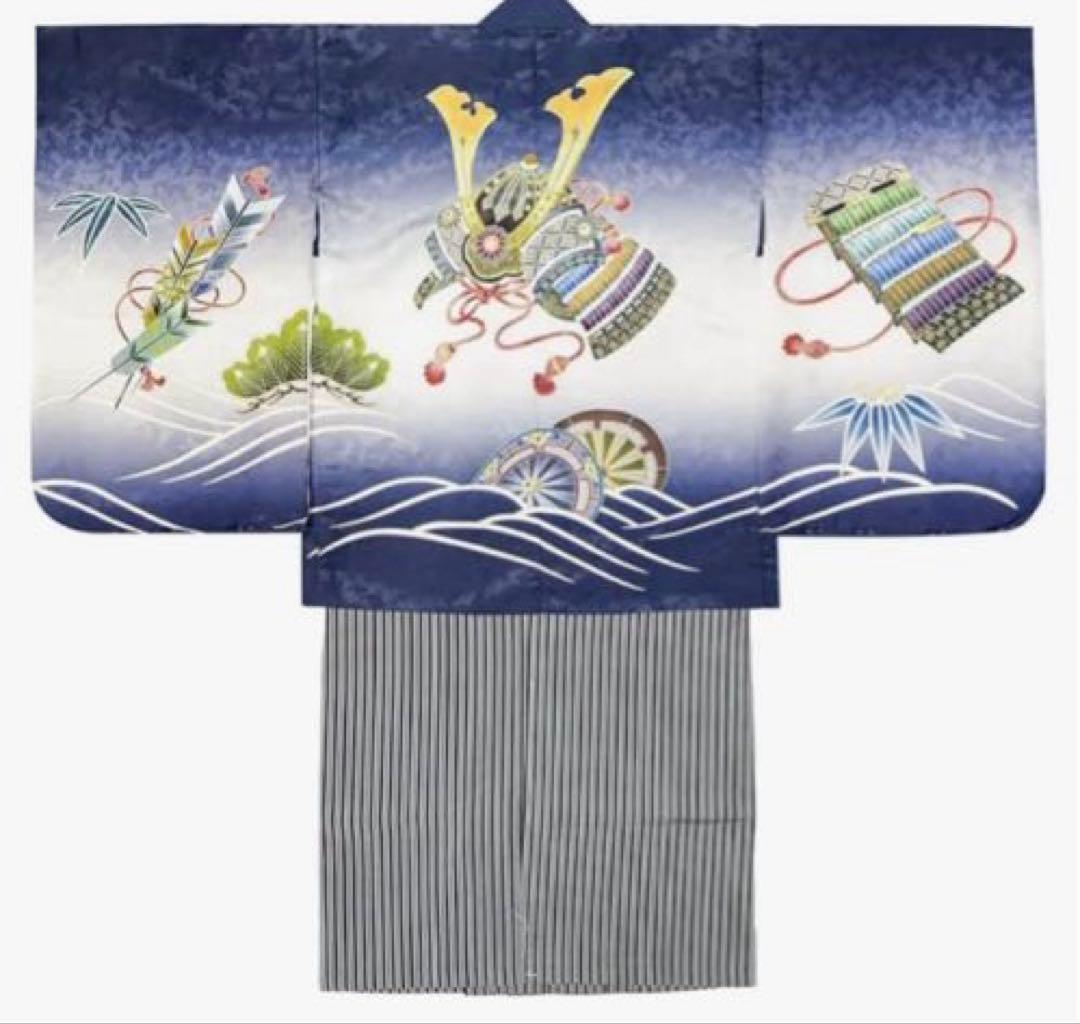 子供用和装 青色 七五三フルセット　五歳