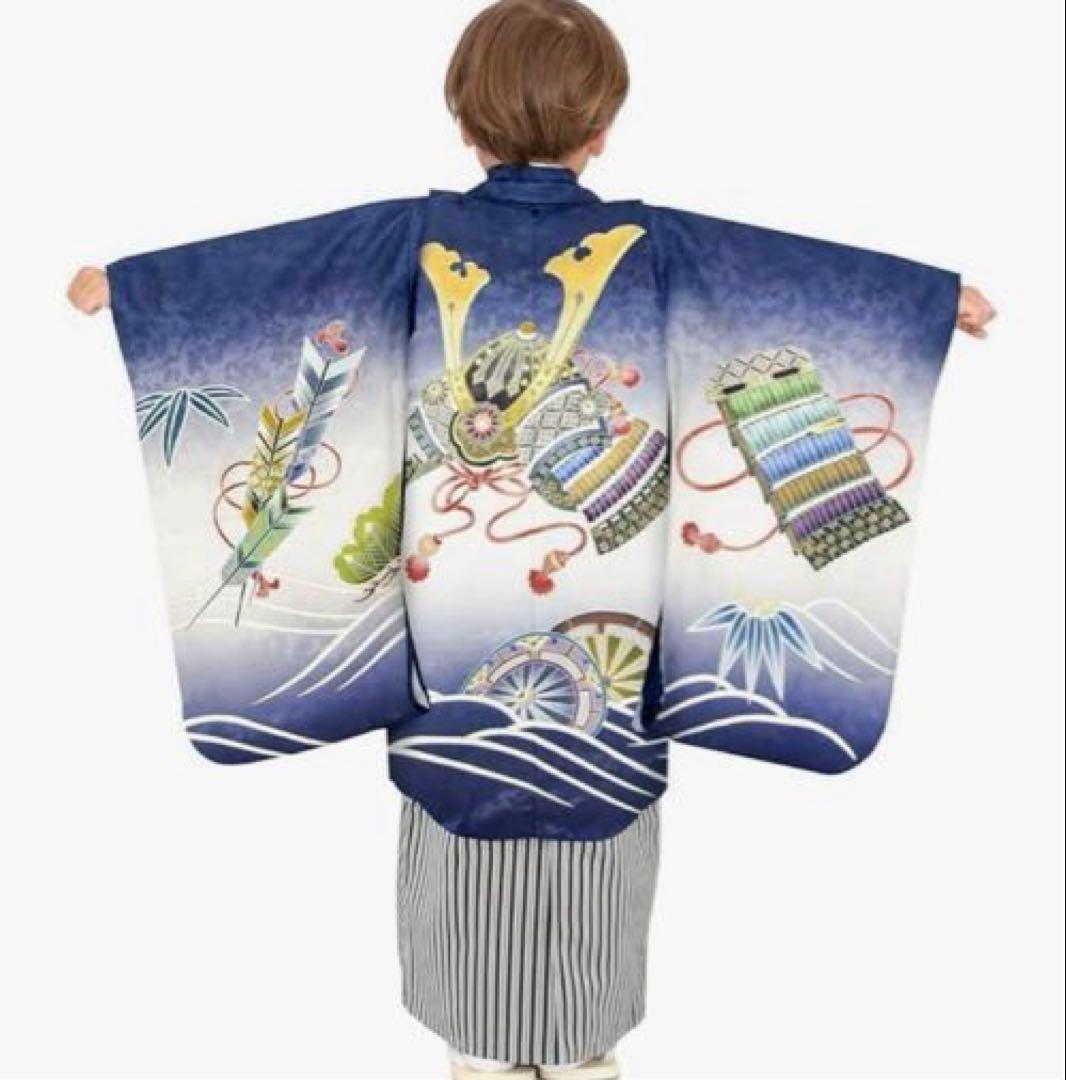 子供用和装 青色 七五三フルセット　五歳