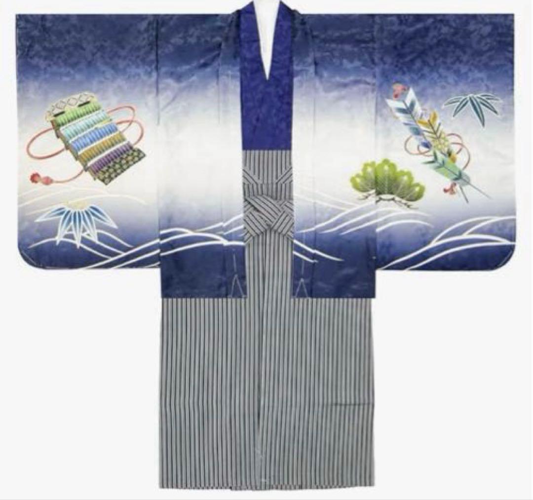 子供用和装 青色 七五三フルセット　五歳