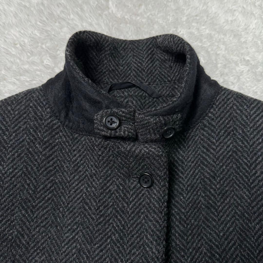 マーガレットハウエル　ヘリンボーンツイード　比翼ボタン　チェスターコート1グレー