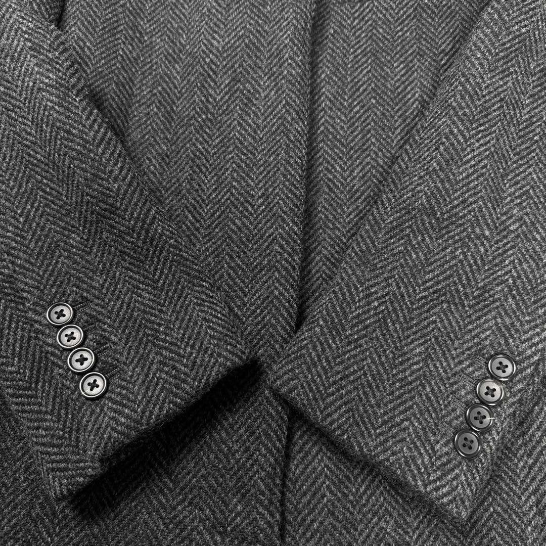 マーガレットハウエル　ヘリンボーンツイード　比翼ボタン　チェスターコート1グレー