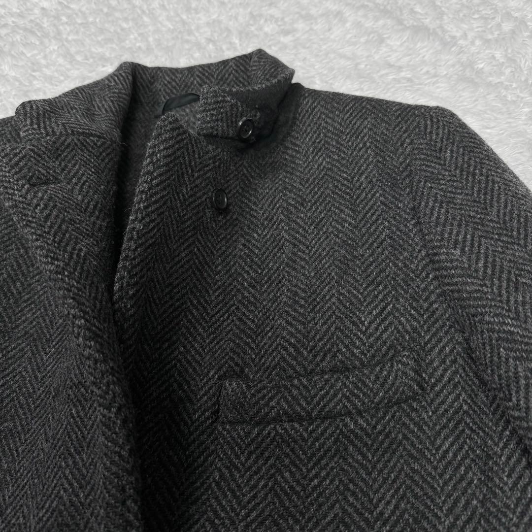 マーガレットハウエル　ヘリンボーンツイード　比翼ボタン　チェスターコート1グレー