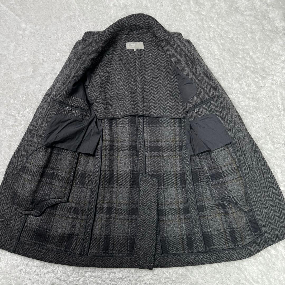 マーガレットハウエル　ヘリンボーンツイード　比翼ボタン　チェスターコート1グレー