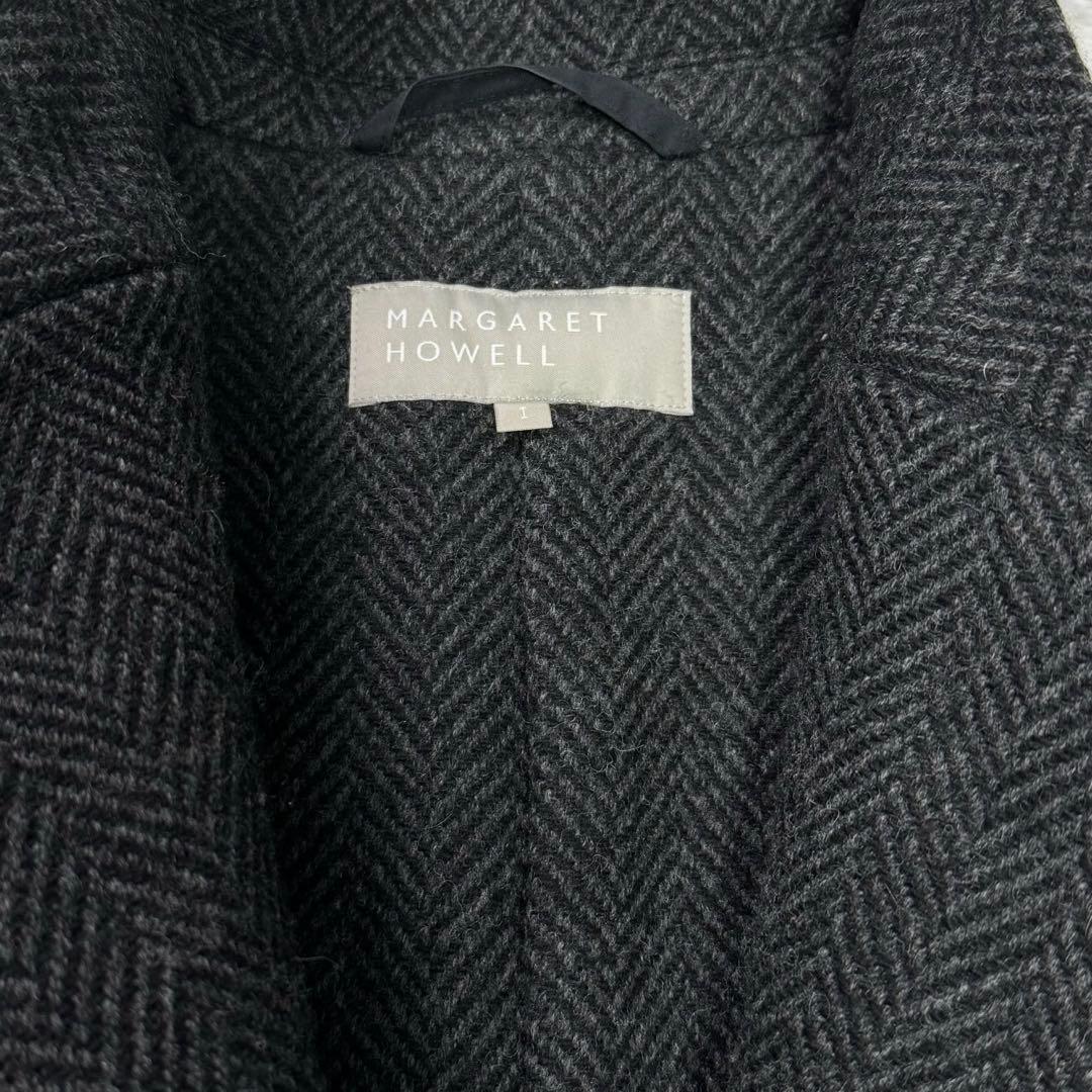 マーガレットハウエル　ヘリンボーンツイード　比翼ボタン　チェスターコート1グレー