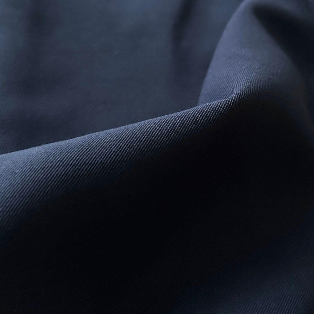 ATON バックサテン スタンダードパンツ スラックス ネイビー サイズL XL