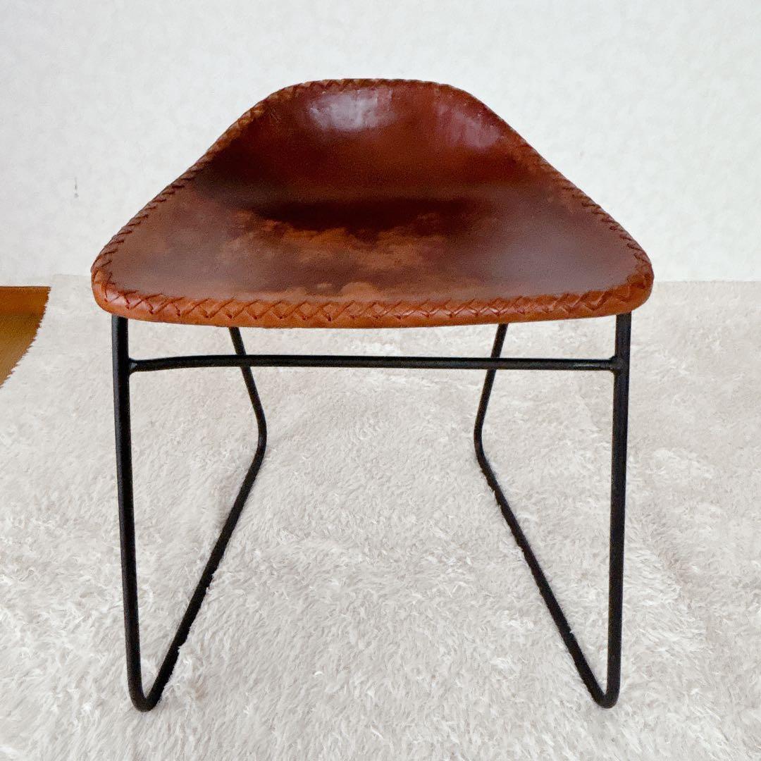 本革】アイアン スツール レザー スツール インダストリアル　ヴィンテージ