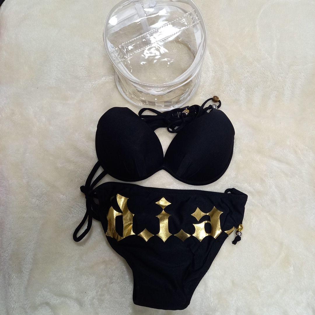 ブラック ゴールドロゴ セパレート水着