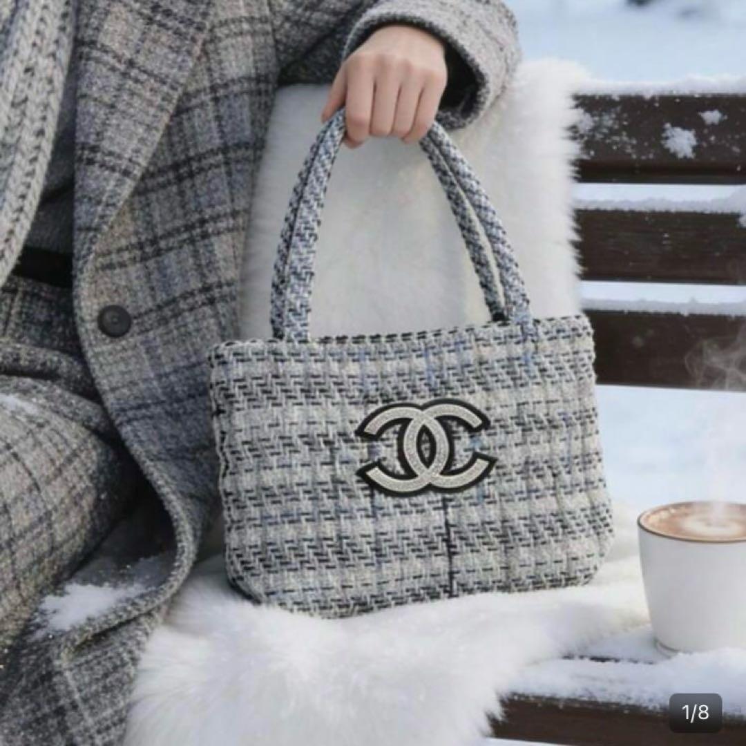 CHANEL ツイードトートバッグ　スパンコール