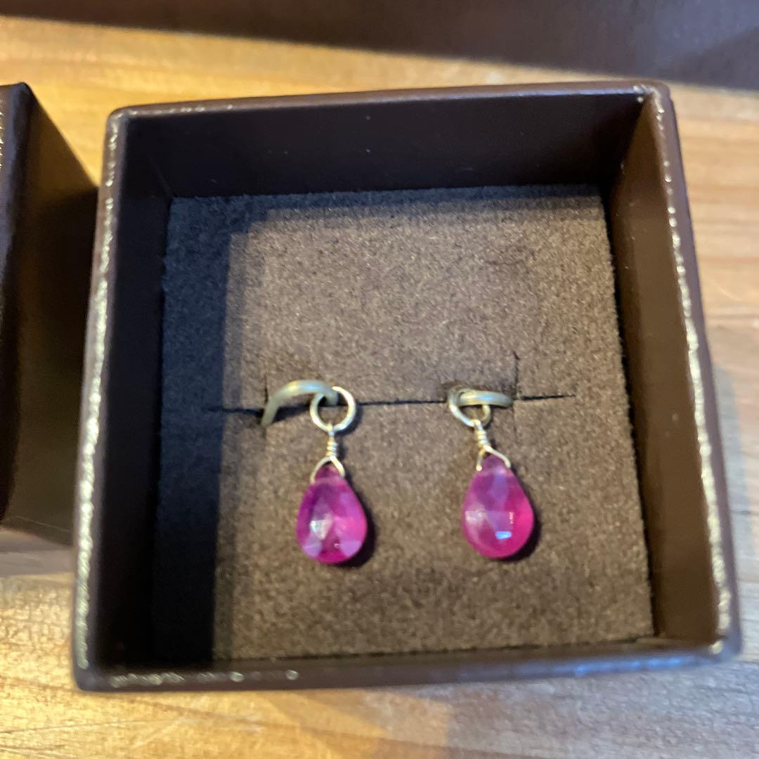 アガットagete 【K10両耳用ルビーピアスチャーム】