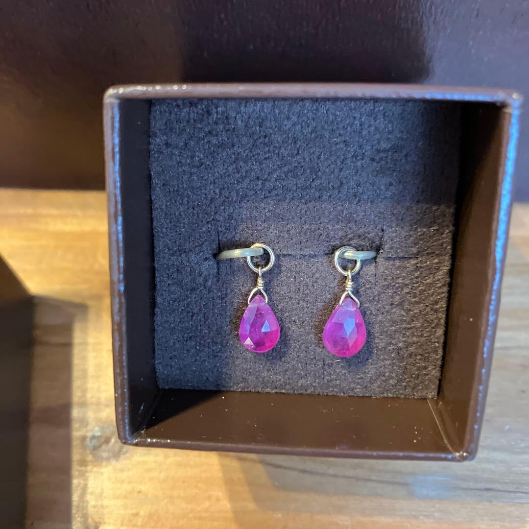 アガットagete 【K10両耳用ルビーピアスチャーム】