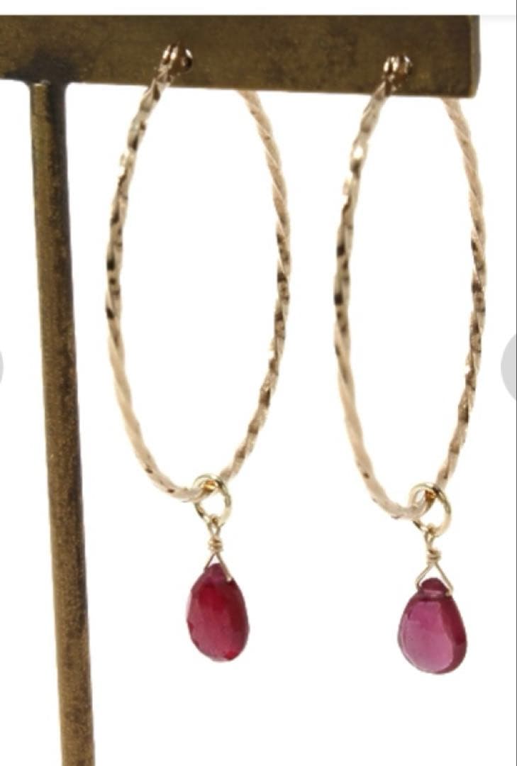 アガットagete 【K10両耳用ルビーピアスチャーム】