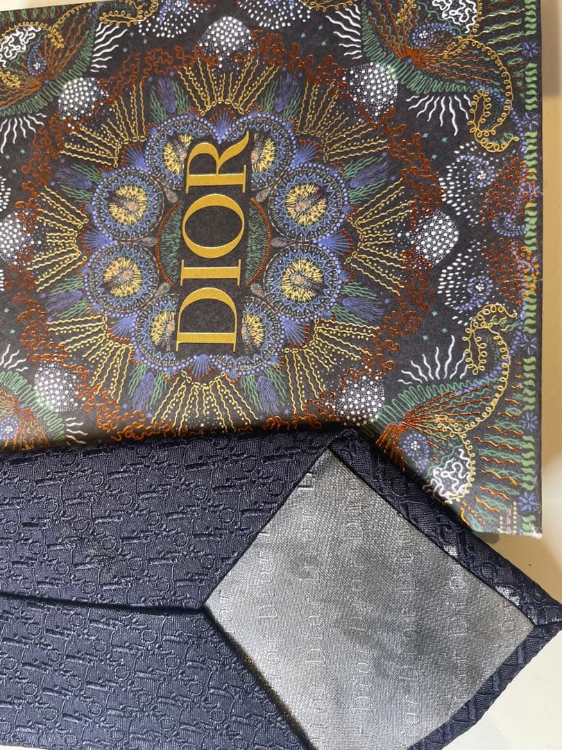 【極美品】ChristianDior ネイビー　ネクタイロゴパターン　成人式向け