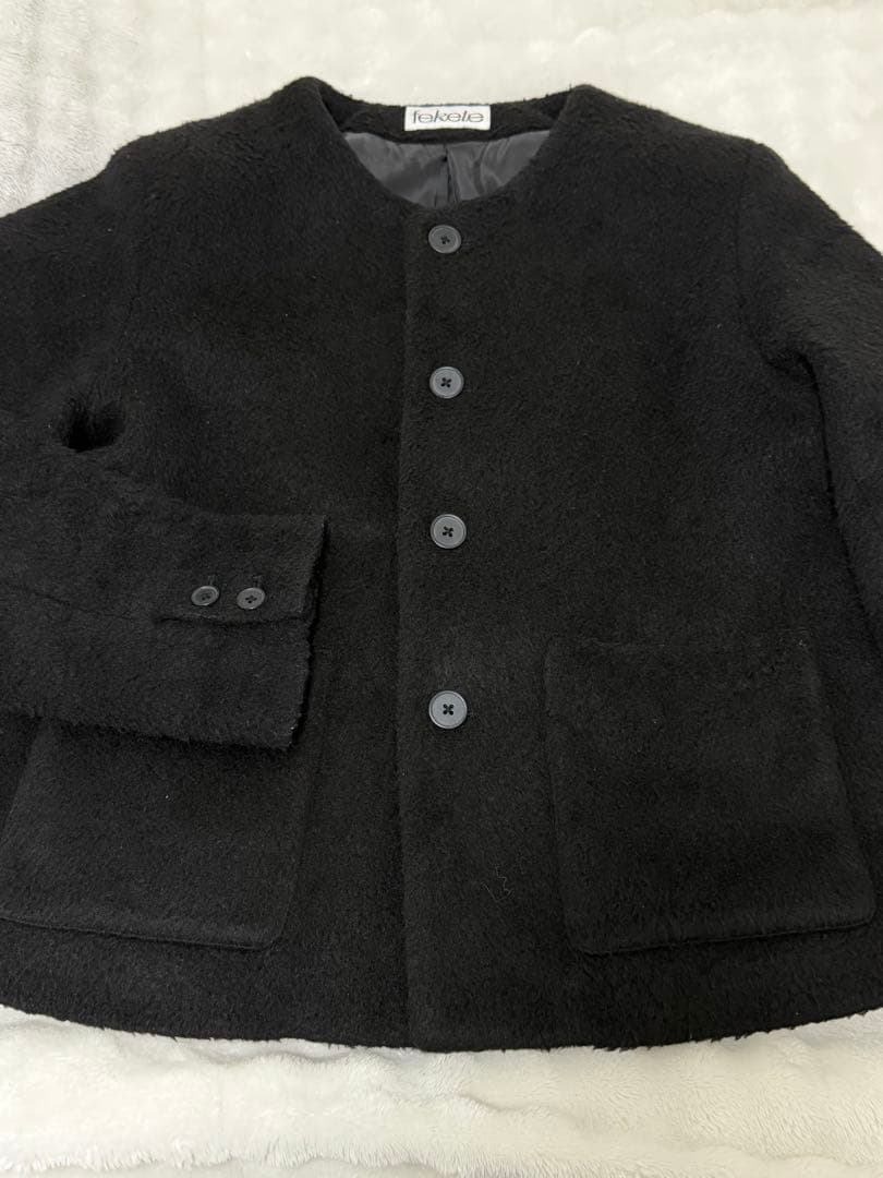 FEKETE ノーカラーウールシャギージャケット ブラック　2025
