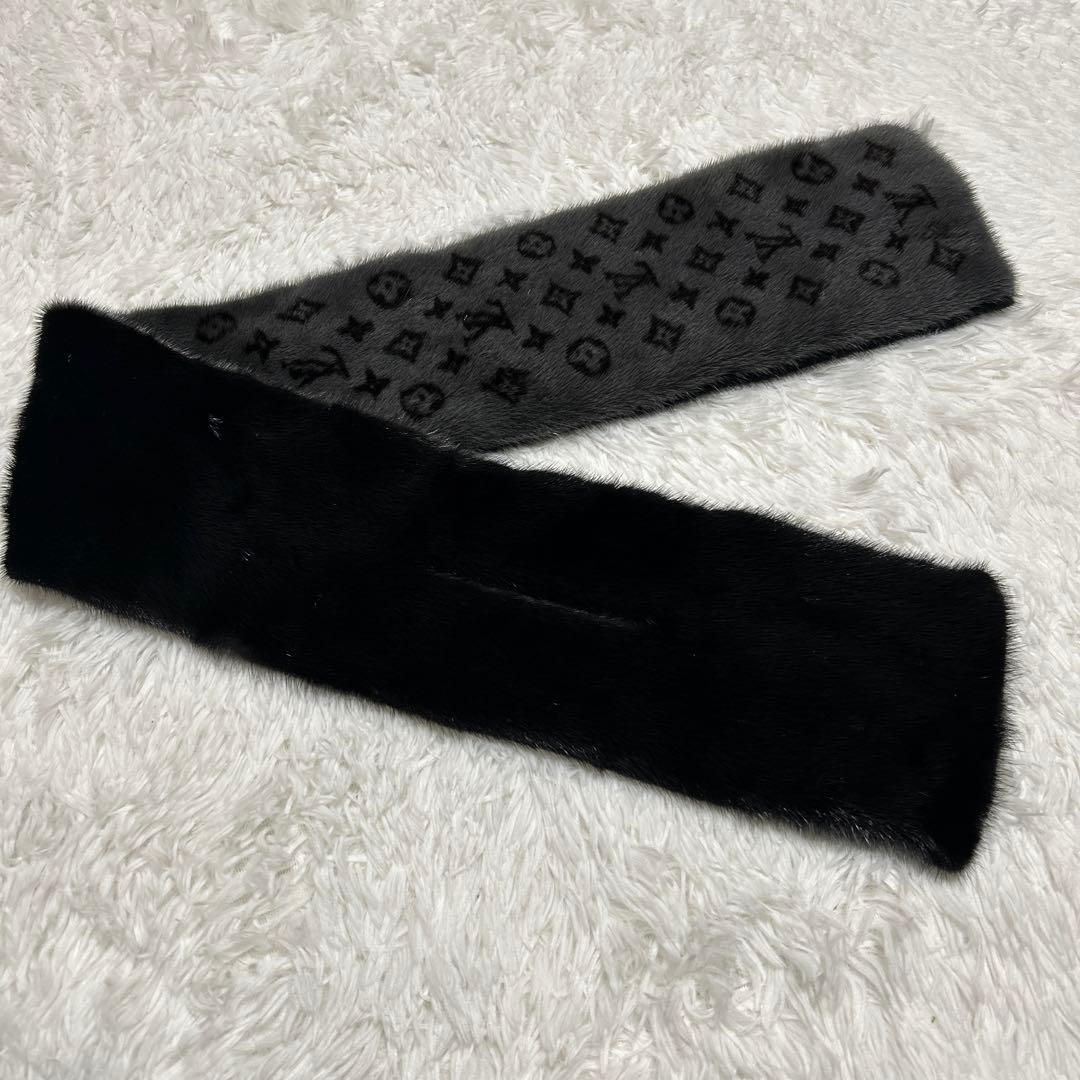 訳有り　LOUIS VUITTON マフラー モノグラムリバースミンク　100%