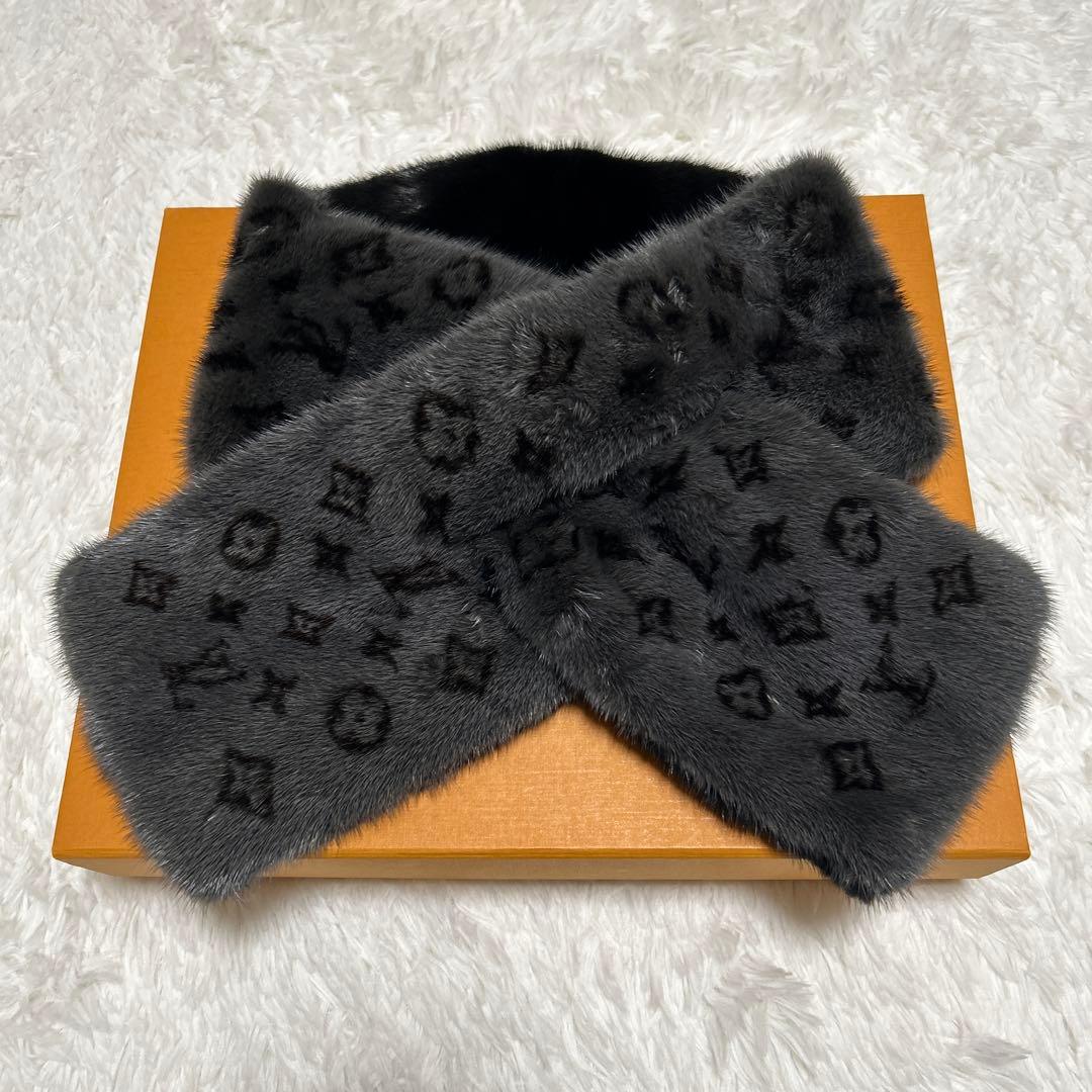 訳有り　LOUIS VUITTON マフラー モノグラムリバースミンク　100%