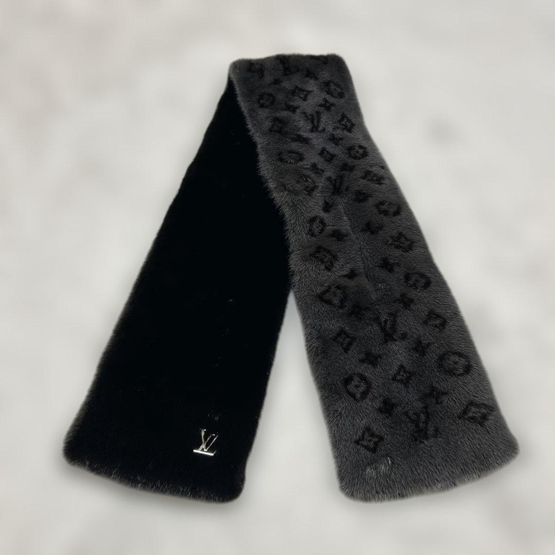 訳有り　LOUIS VUITTON マフラー モノグラムリバースミンク　100%