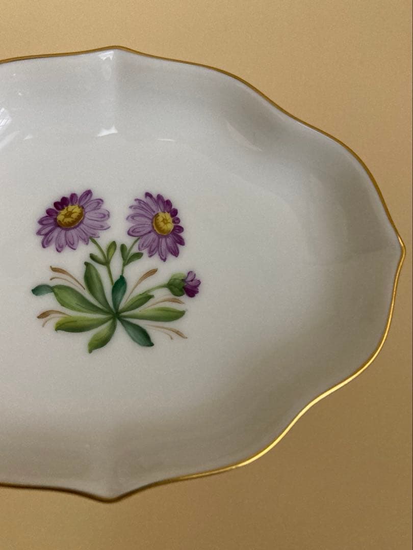 AUGARTEN アウガルテン フラワー 絵変り 金彩 プレート 4枚セット