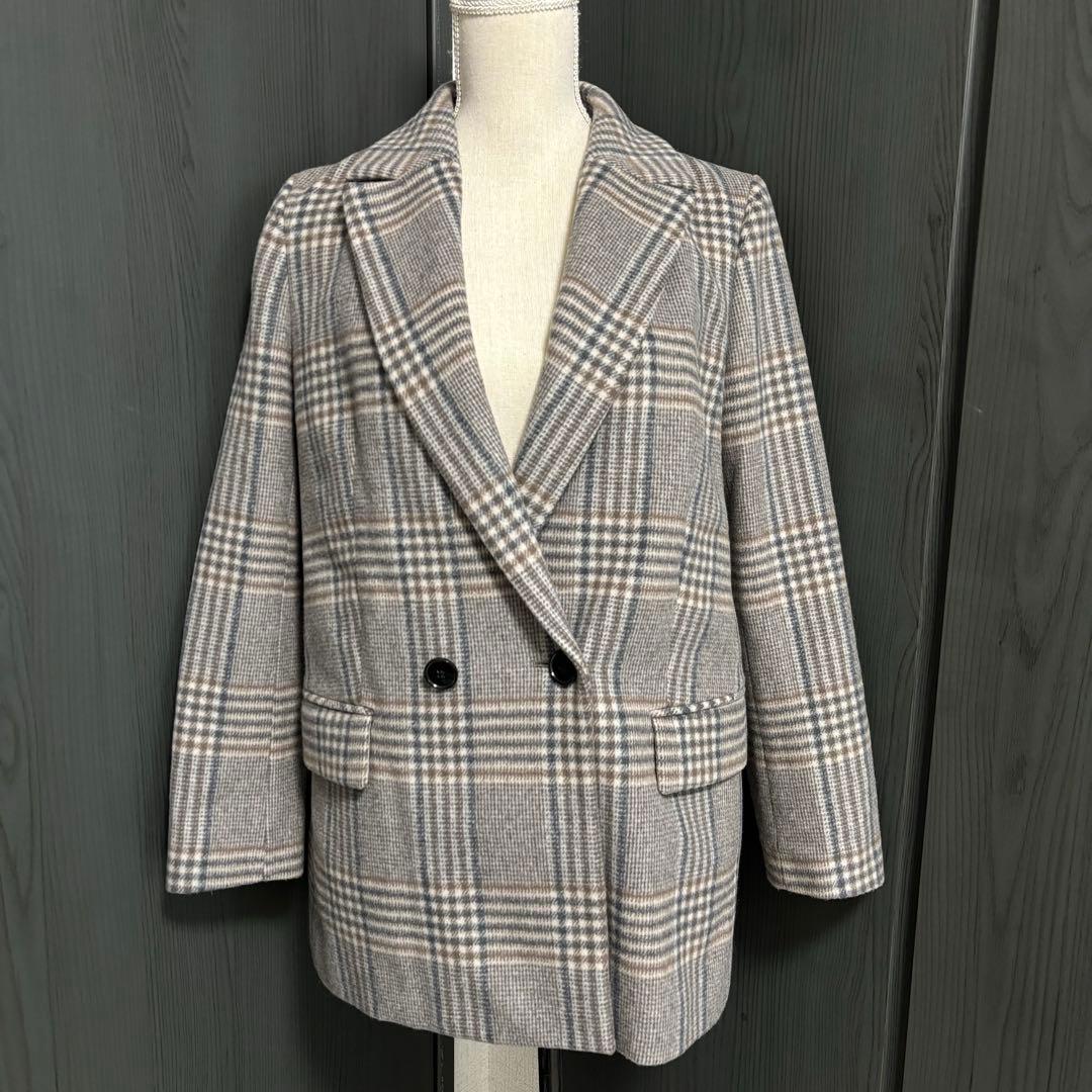 UNTITLED アンタイトル ウールチェック ダブルコート 定価5万円