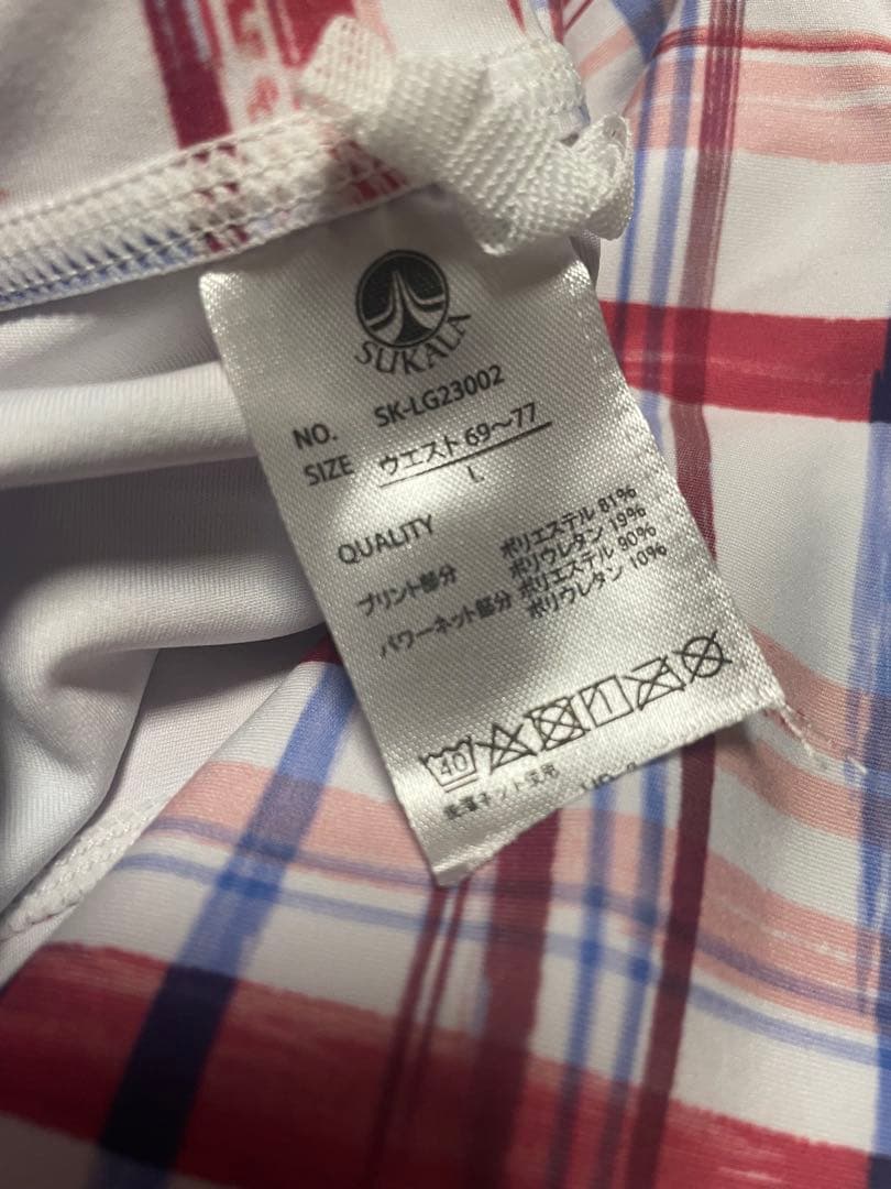 SUKALA チェックレギンス レッド L 背面メッシュ LAVA