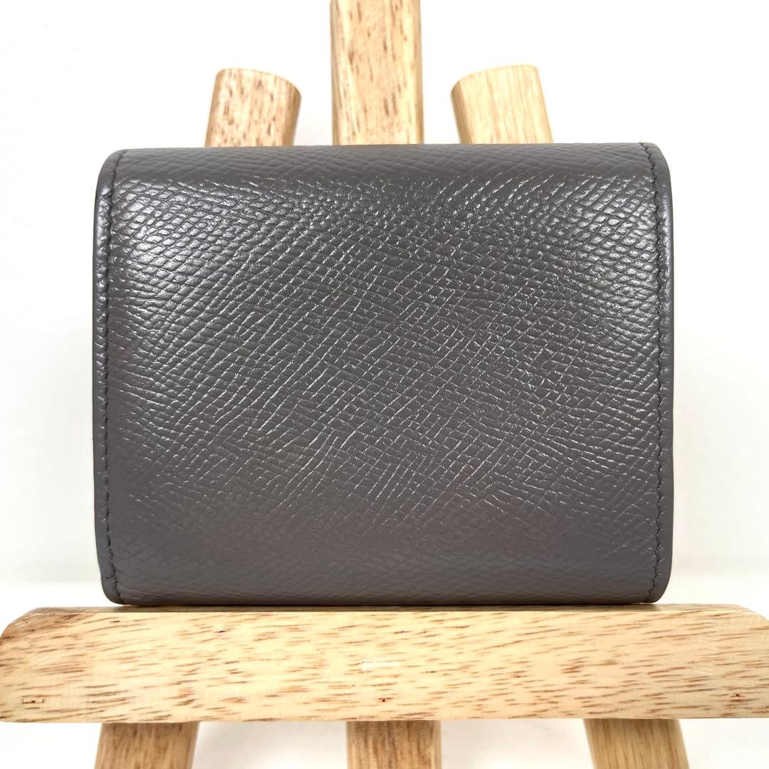 セリーヌ　三つ折り財布　ロゴプリント　コンパクト　レザー　ミニ財布　美品