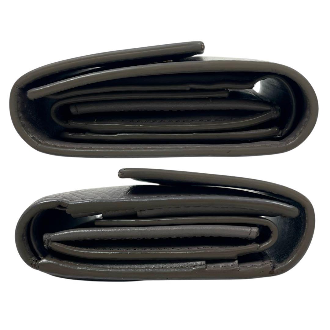 セリーヌ　三つ折り財布　ロゴプリント　コンパクト　レザー　ミニ財布　美品