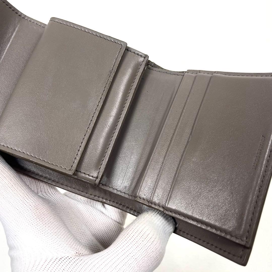 セリーヌ　三つ折り財布　ロゴプリント　コンパクト　レザー　ミニ財布　美品