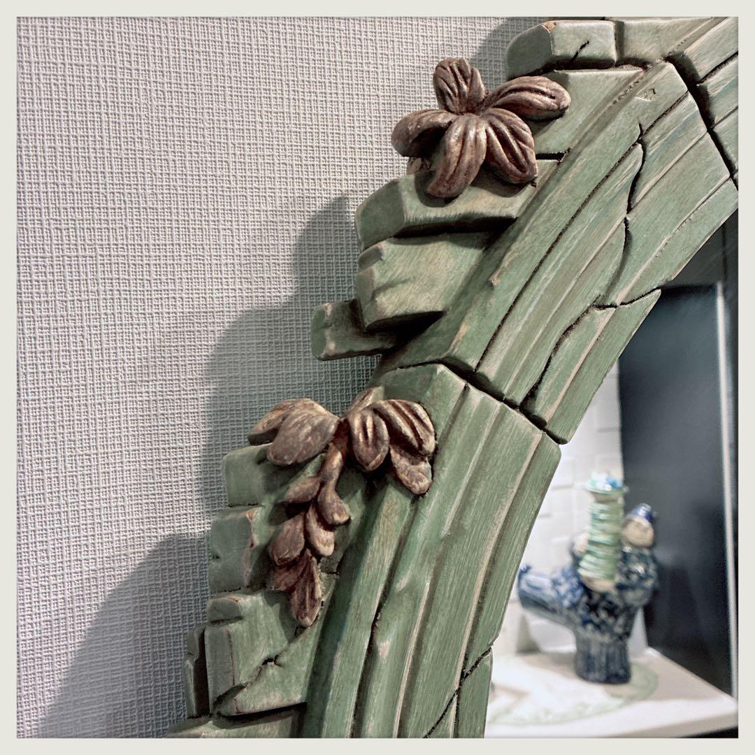 イタリア　1980年代ヴィンテージミラー　ゴールドモチーフ　遺跡風アレンジ