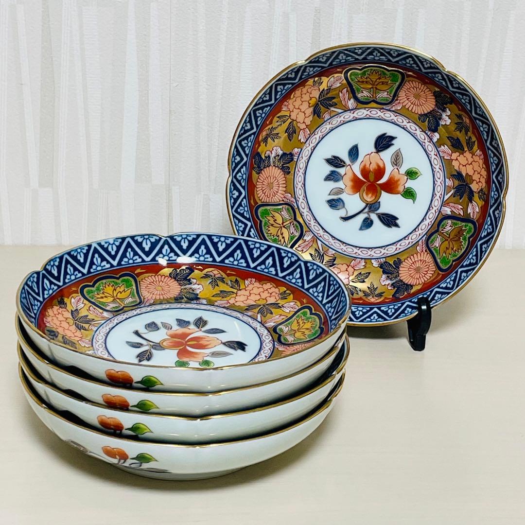 有田焼 日肥其泉 昭和年製 極錦金彩 古伊万里様式 皿 14.5cm 5枚セット