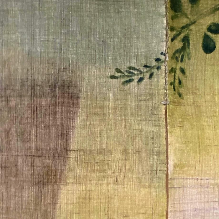 手描き麻暖簾【秋知草】手染め　麻のれん　巾82×178cm　一点物　アンティーク