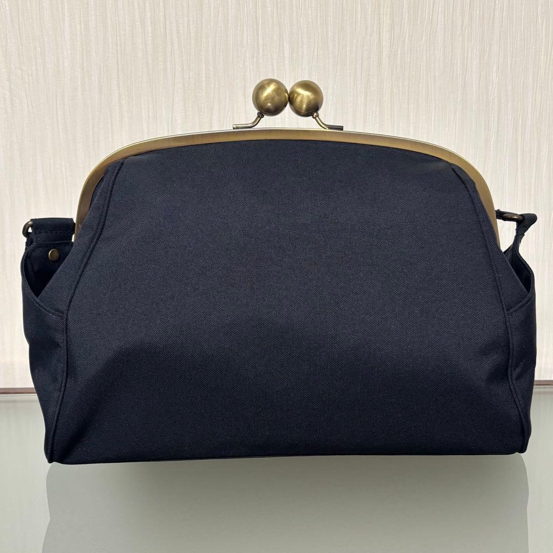 アヤノコウジ　大玉がま口ショルダーバッグ　コーデュラ　ダークネイビー