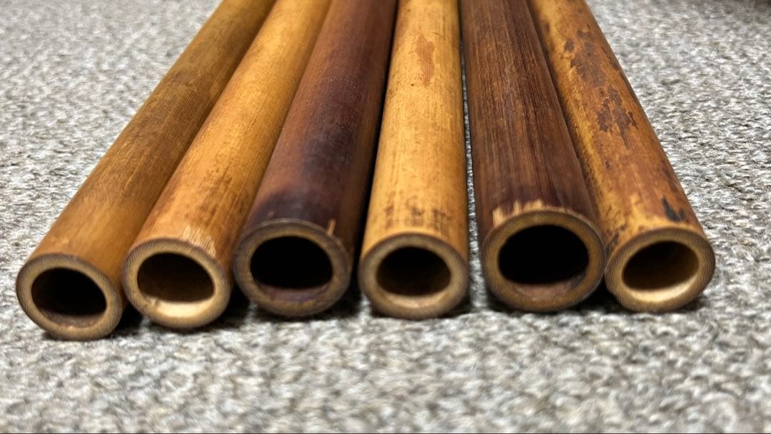 女竹 篠竹 竹材 篠笛 燻竹 素材6本セット⑤
