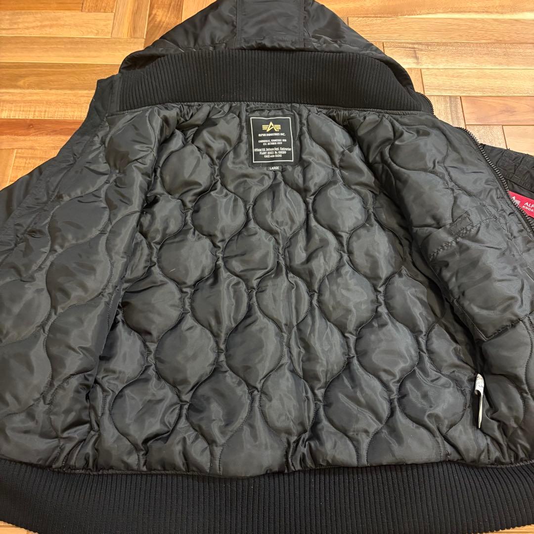 ALPHA アルファ フーデッドリブジャケット フライト MA-1 N-2B 黒