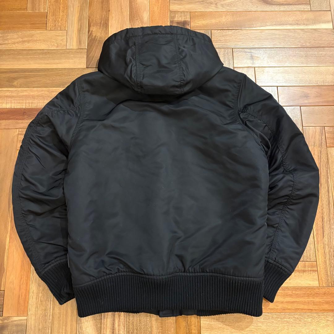 ALPHA アルファ フーデッドリブジャケット フライト MA-1 N-2B 黒