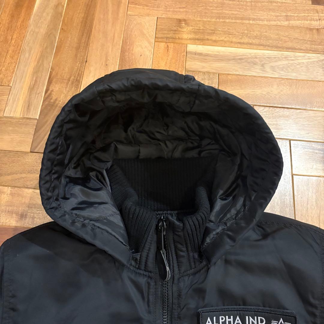 ALPHA アルファ フーデッドリブジャケット フライト MA-1 N-2B 黒