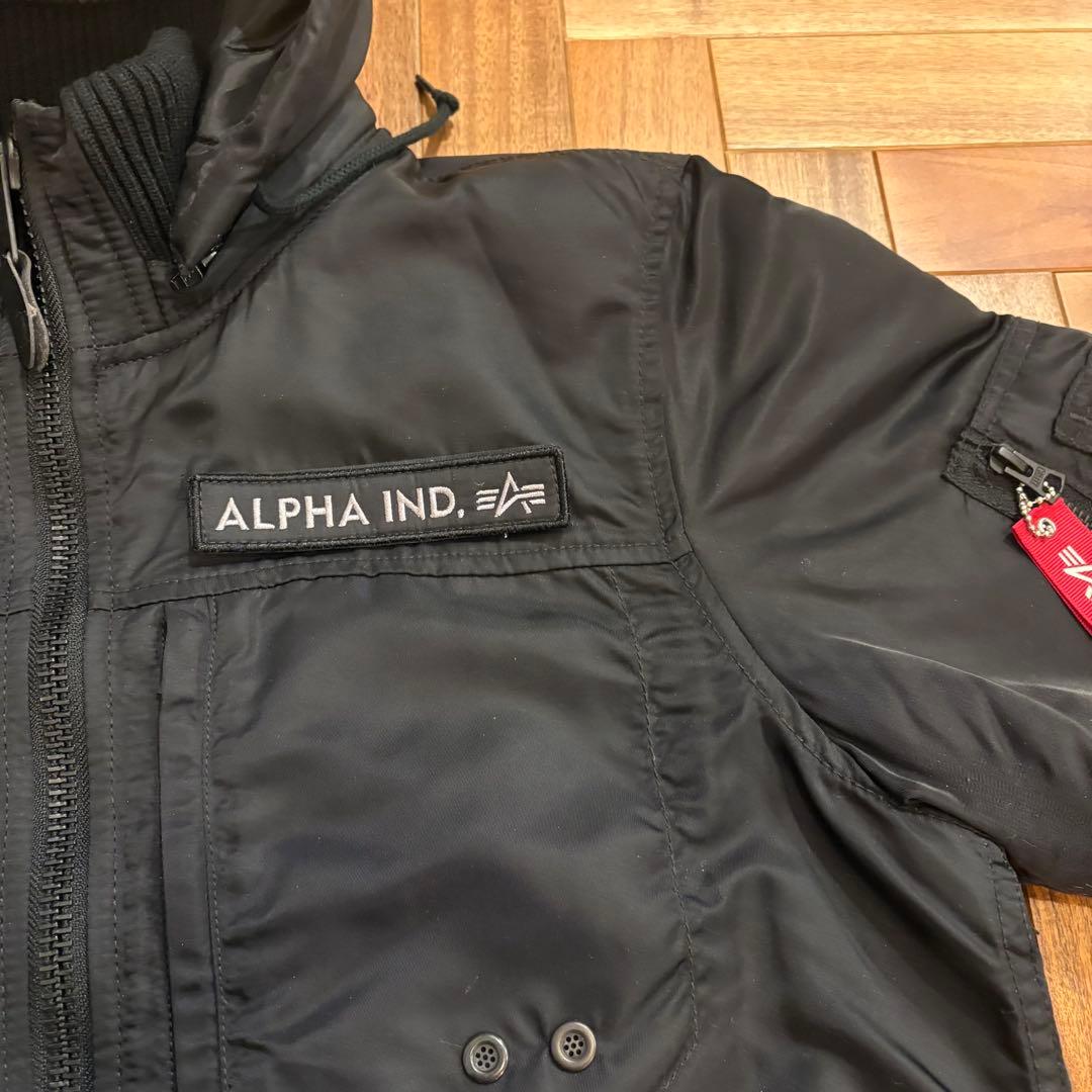 ALPHA アルファ フーデッドリブジャケット フライト MA-1 N-2B 黒