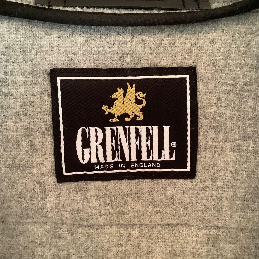 グレンフィル ヘリンボーン ダッフルコート 英国製 ライトグレー/38