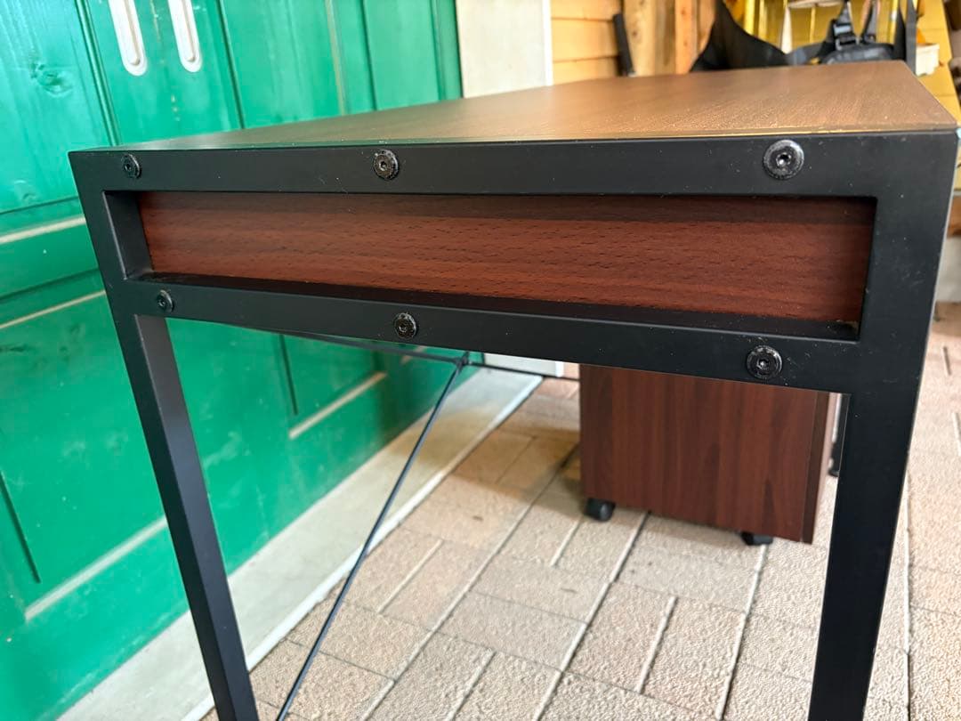 ★美品★ダークブラウン木製デスク 2引き出し 3段キャビネット 佐賀発