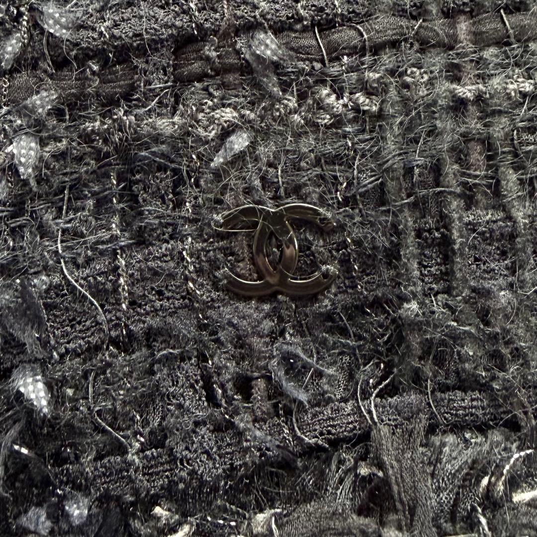 美品✨CHANEL ツイード 半袖 ノーカラージャケット ココマーク金具 05A