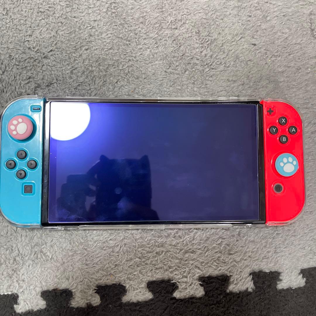 Nintendo Switch EL モデル　青/赤 肉球ボタン
