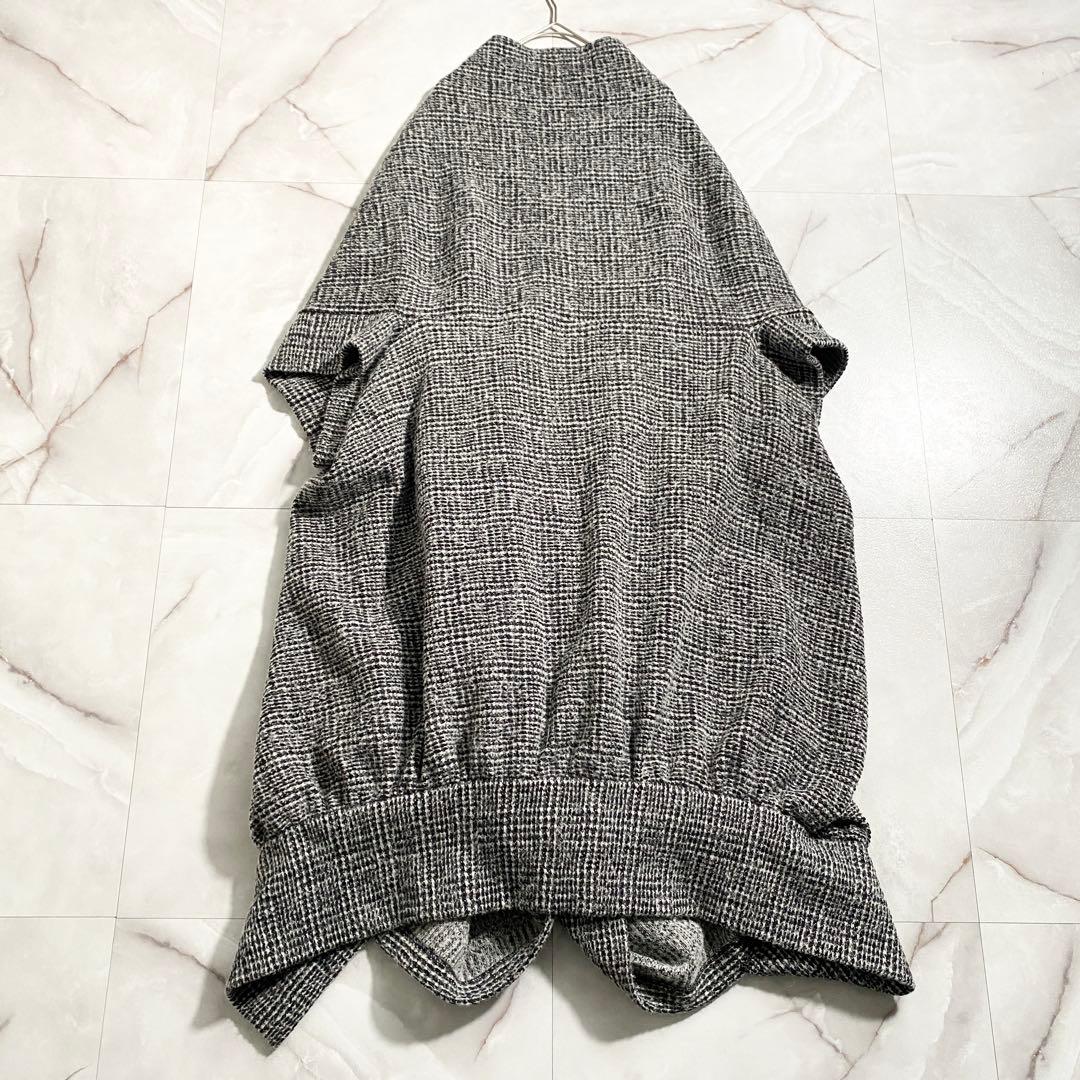 A18390 美品 リミフゥ ニットツイードドルマンコート グレンチェック S